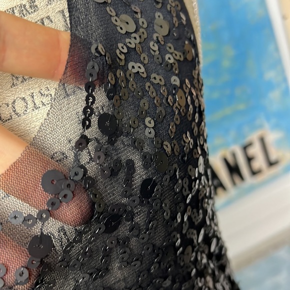 Max studio sequin sleeveless black top shimmer night out party sz. S stretch - Picture 3 of 9